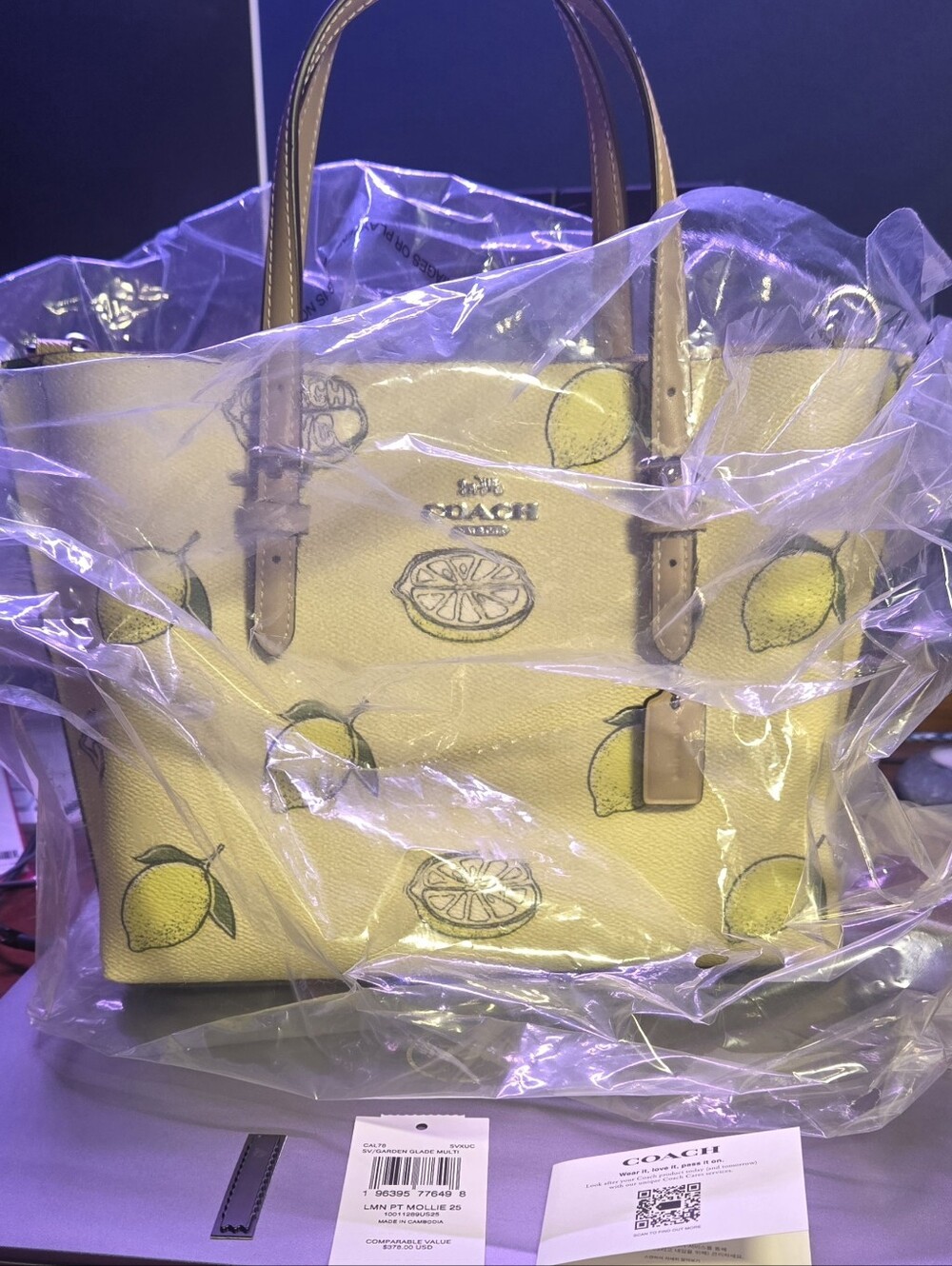 COACH Leather Mollie Tote Bag 25 with Lemon Print - Picture 11 of 11